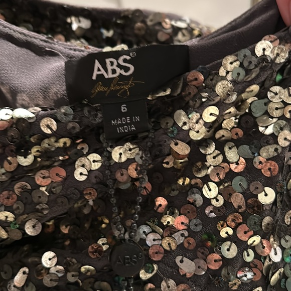 Silver mini sequin dress / ABS Sequin LS Dress size 6 (NWT) - Picture 5 of 5